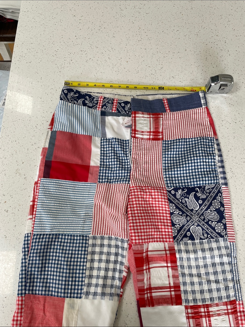 Men's Patchwork Chino Pants - Red, Blue & White
